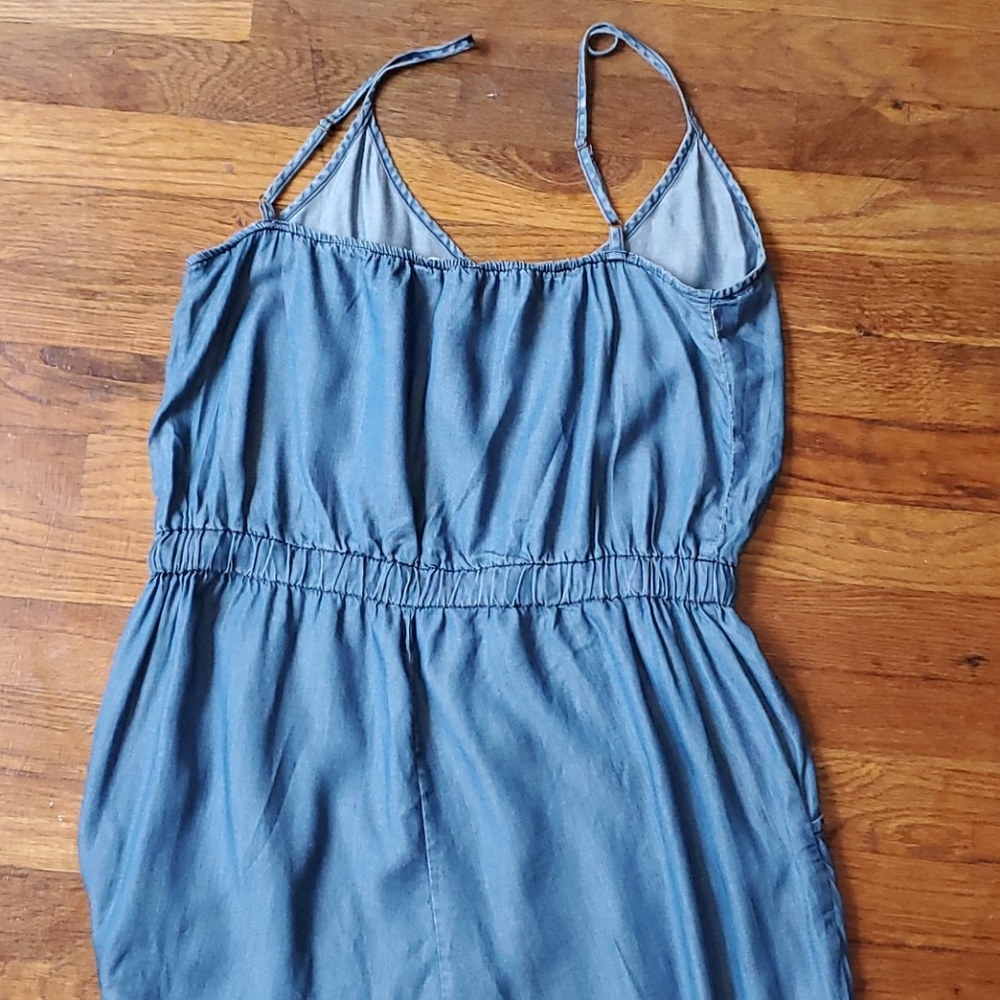 Soft Demim Jumpsuit With Drawstring Elastic Waist - image 5